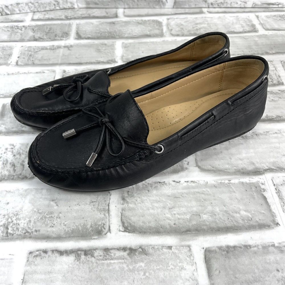 Michael Kors Daisy Women’s Size 8 Black Leather Moccasins Flats Driving Loafers - Picture 12 of 14